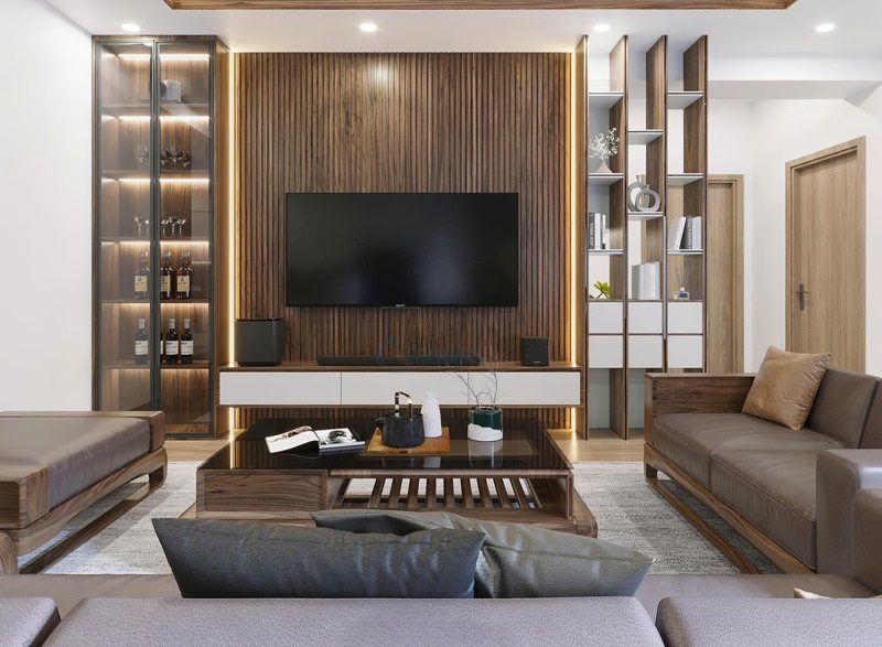 Thiết kế phòng khách chung cư 70m2 đẹp, hiện đại và tối ưu diện tích | Quietlux