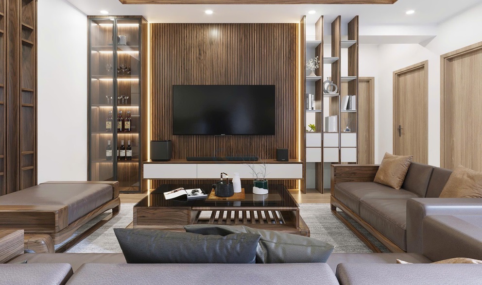 Thiết kế phòng khách chung cư 70m2 đẹp, hiện đại và tối ưu diện tích | Quietlux