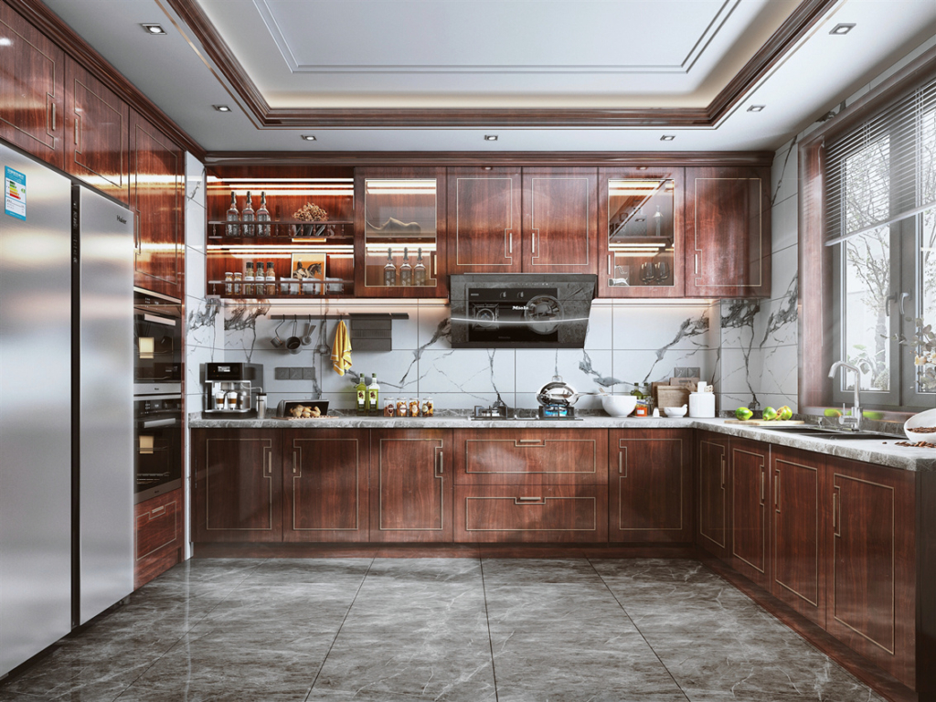 Tủ bếp - Acrylic chữ L hiện đại QuietLux 2026