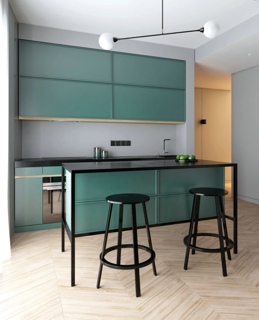 Tủ bếp - Màu xanh lá phong thủy QuietLux 2026