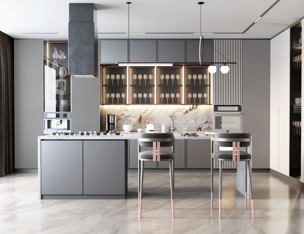 Tủ bếp - Song song căn hộ hiện đại QuietLux 2026