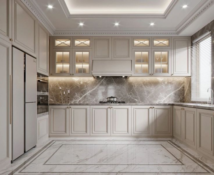 Tủ bếp tân cổ điển Mẫu 02 - Tủ bếp tân cổ điển sang trọng QuietLux