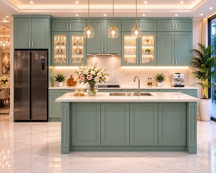 Tủ bếp tân cổ điển Mẫu 09 - Tủ bếp tân cổ điển sang trọng QuietLux