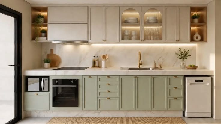 Tủ bếp tân cổ điển Mẫu 11 - Tủ bếp tân cổ điển sang trọng QuietLux